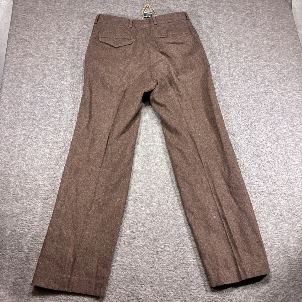Vintage Wool Pleated Wide Leg Flowing Dress Pants Mens 34x30 Brown 70s Talon Zip